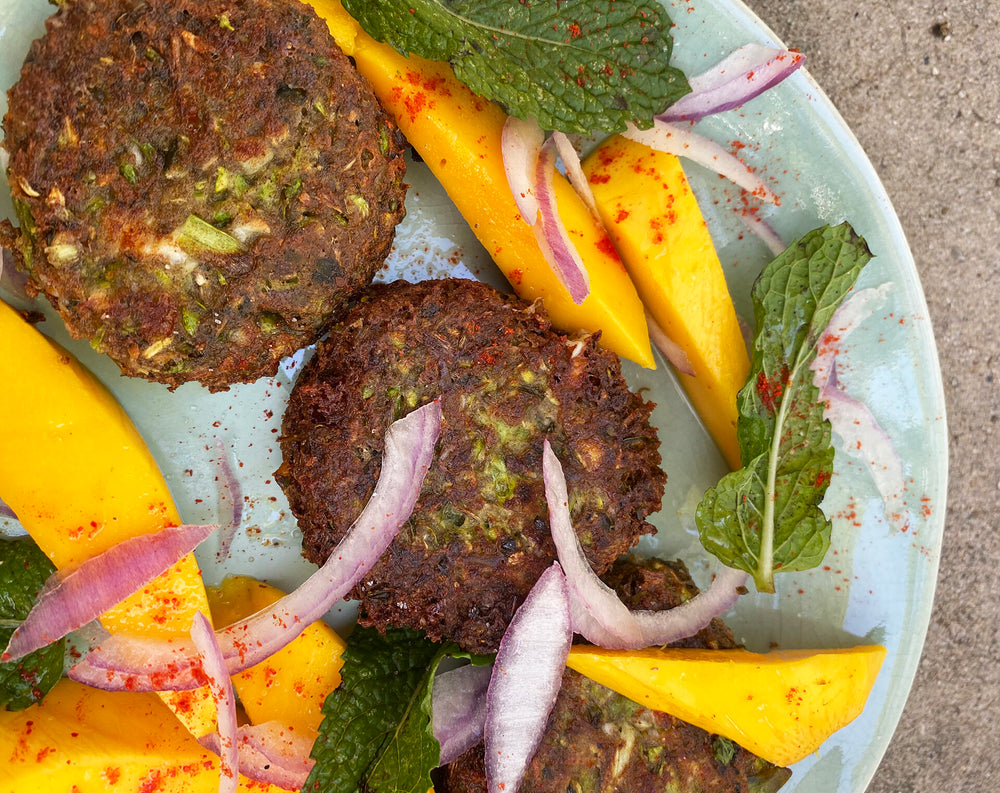 Asparagus Goat Cheese Cakes with Mango