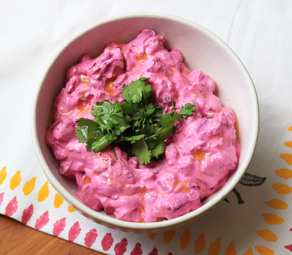 Beet Cashew Raita