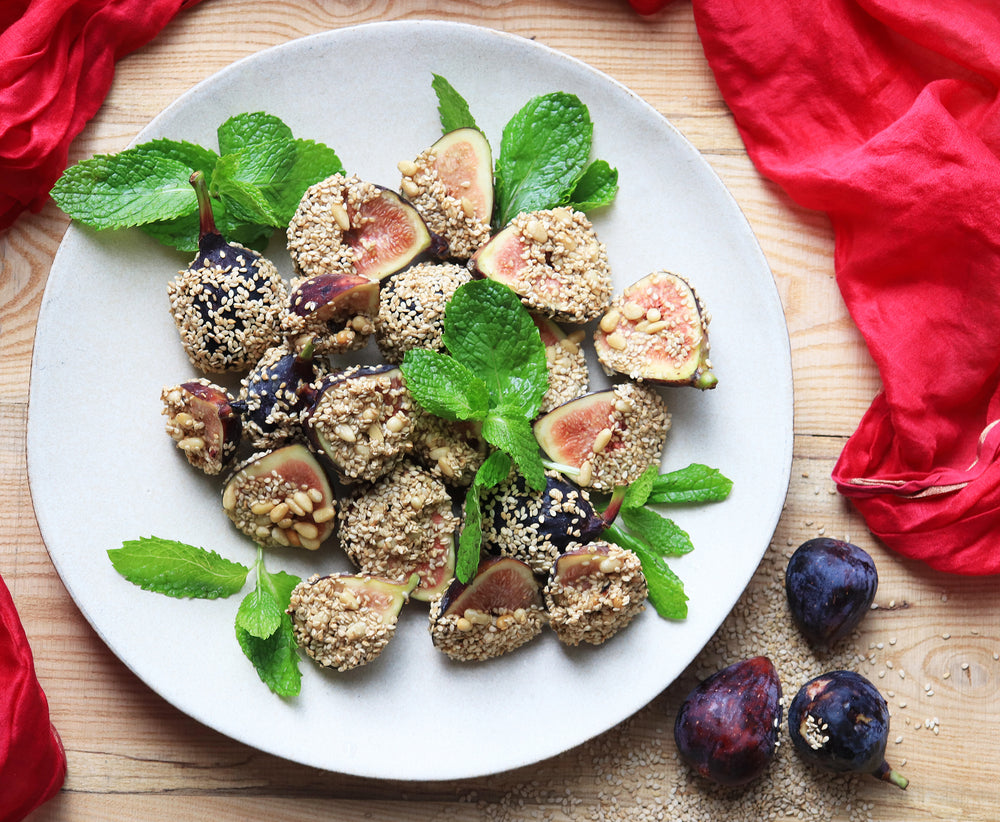 Black Mission Figs with Butter & Sesame