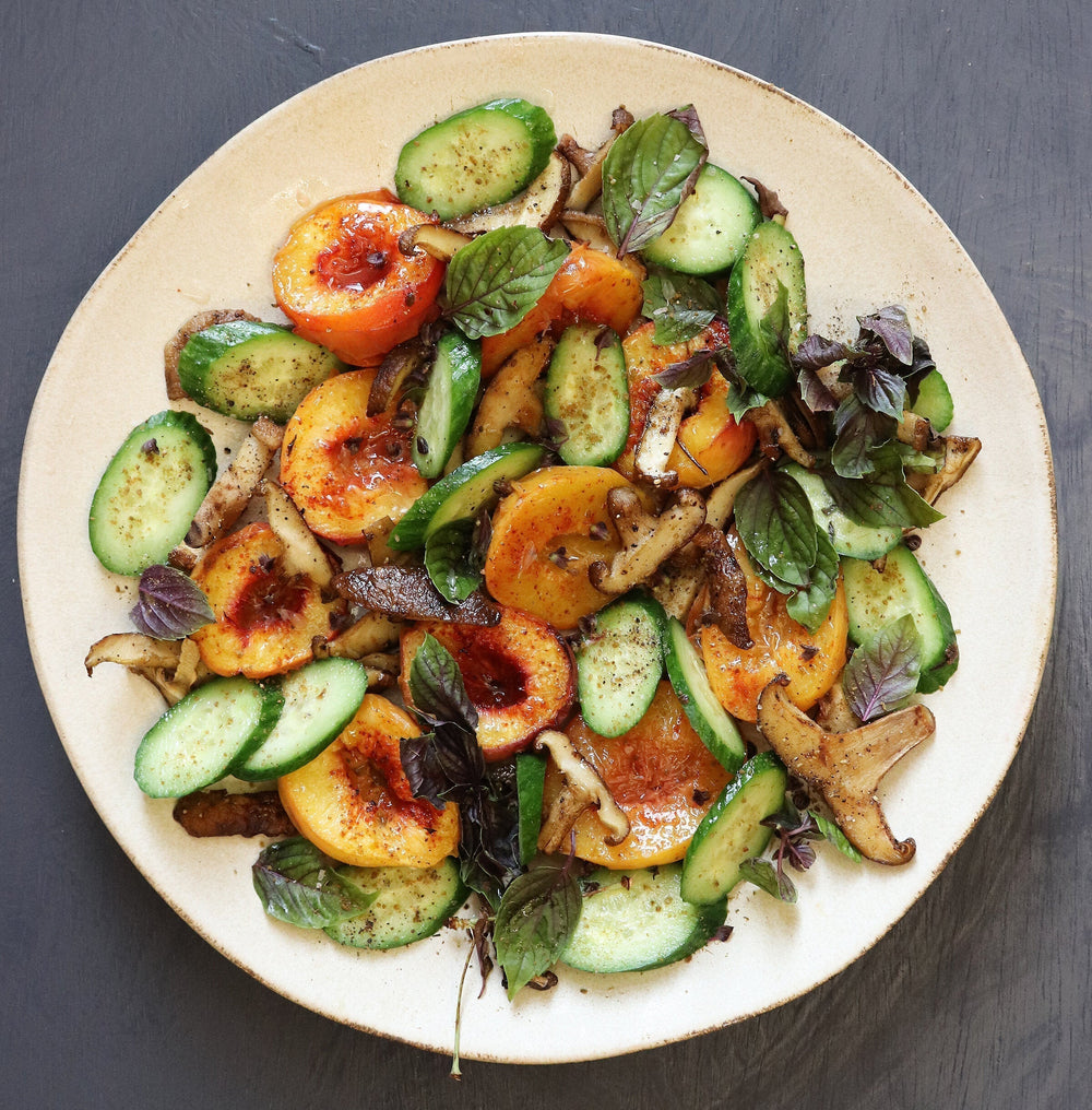 Roasted Peach Shitake Salad