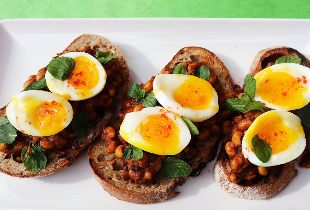 Curried Black-eyed Peas and Eggs on Toast