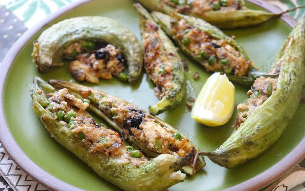 Ricotta & Pea Stuffed Karela
