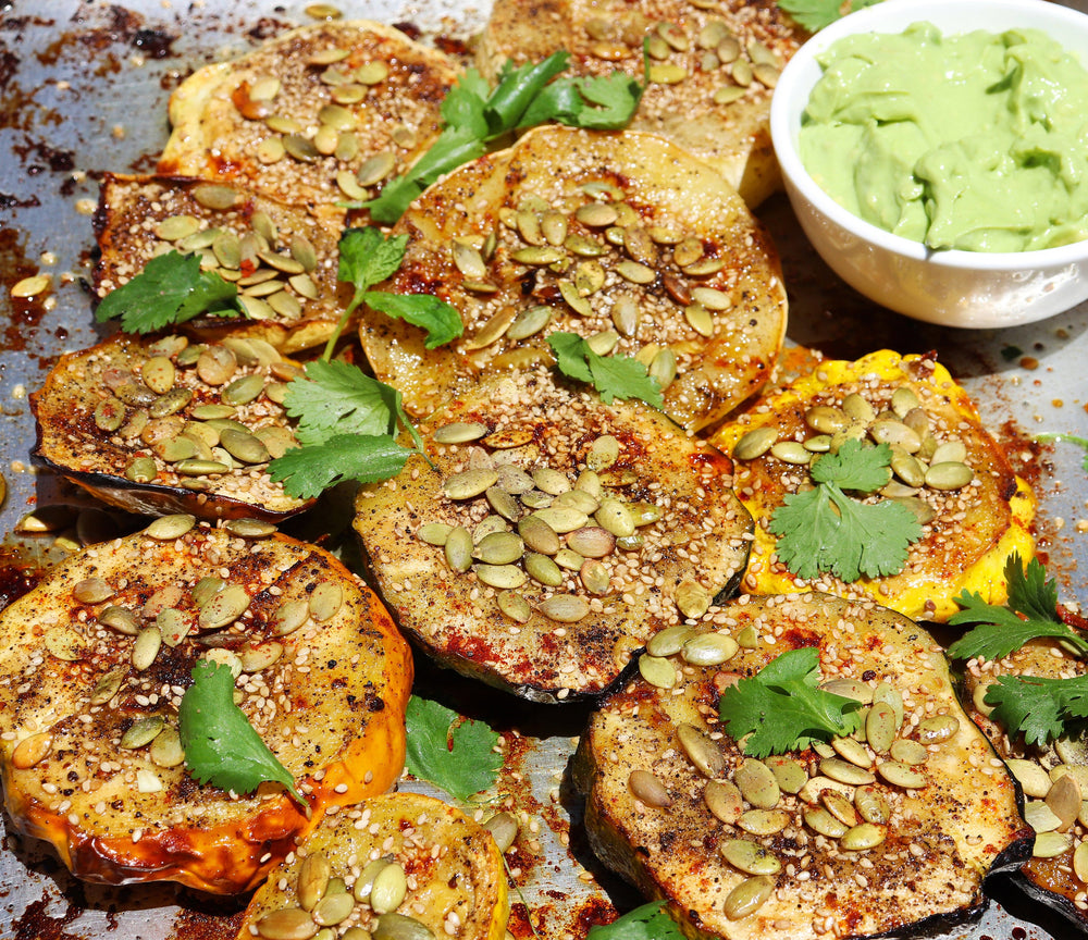 Roasted Summer Squash with Avocado Raita