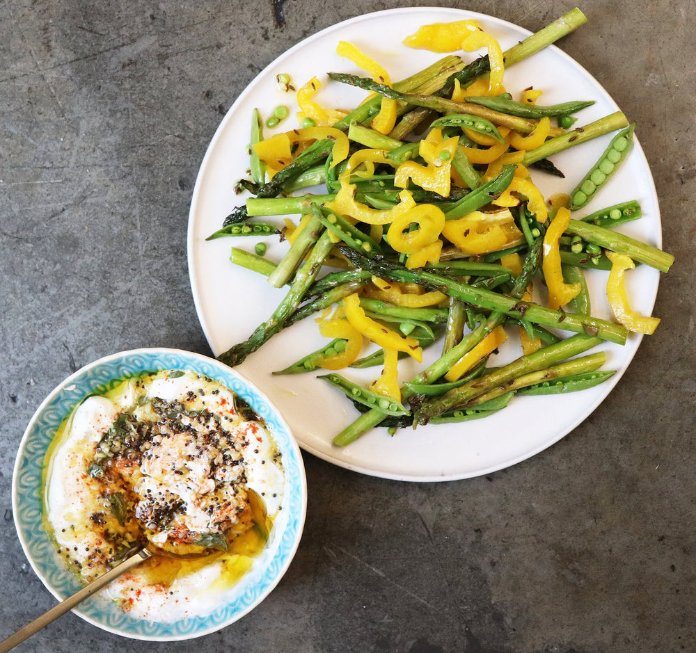 Roasted Spring Vegetables with Yogurt Sauce