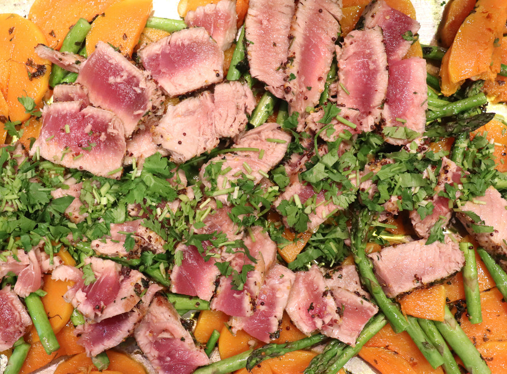 Seared Tuna on Roasted Vegetables