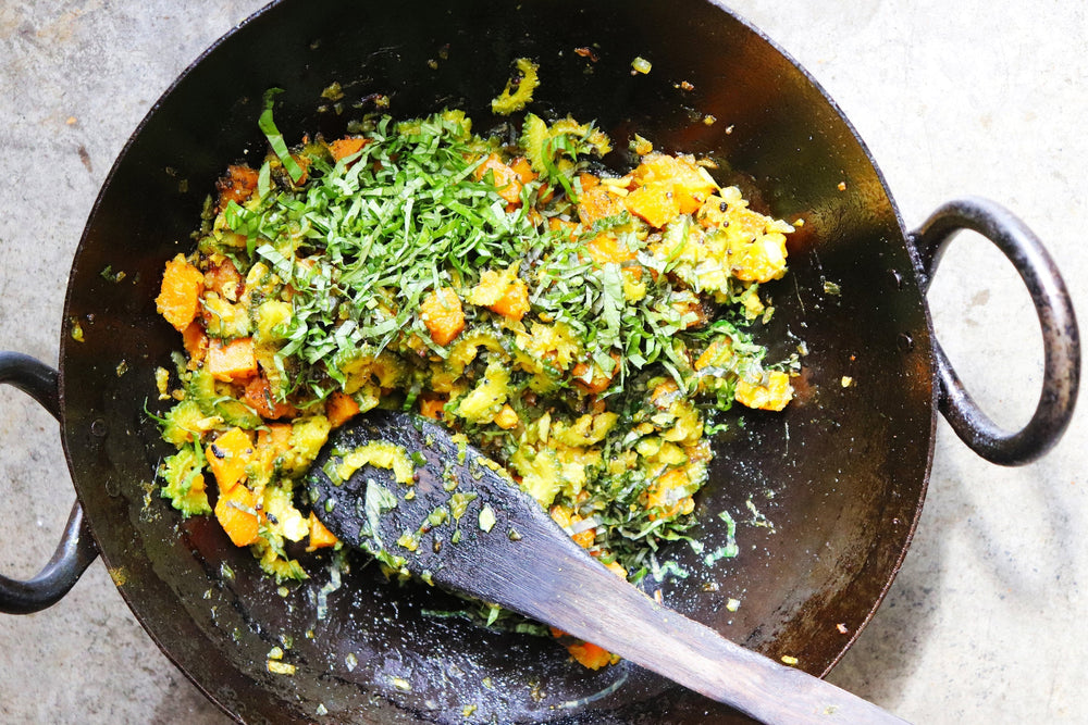 Karela Sweet Potato Sabzi