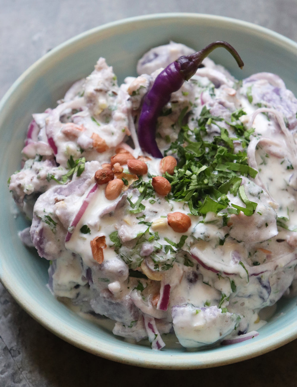 Purple Potato Chaat Salad