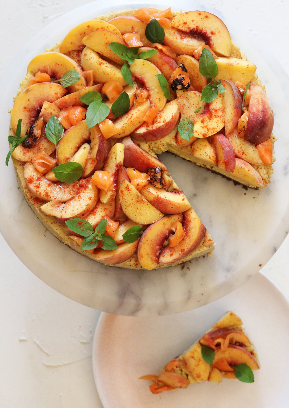 Roasted Peach and Pepper Cheesecake