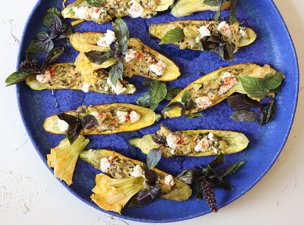 Roasted Zucchini with Blossoms